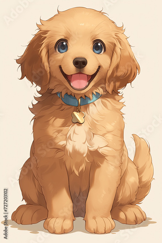 Illustrated anime stytle Golden Labrador Retriever Dog photo