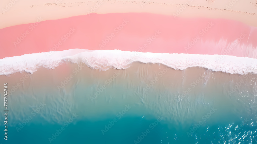 Fototapeta premium Aerial view of beautiful beach, simple, calm composition in clear blue