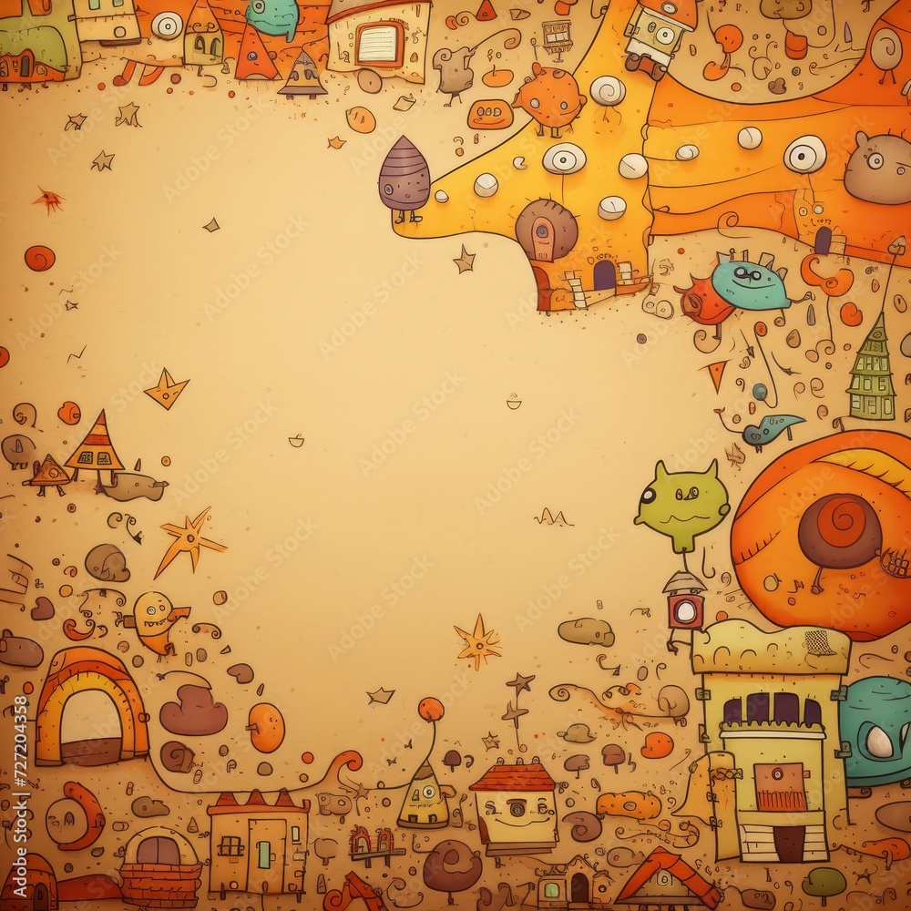Obraz premium doodle cartoon background for kids