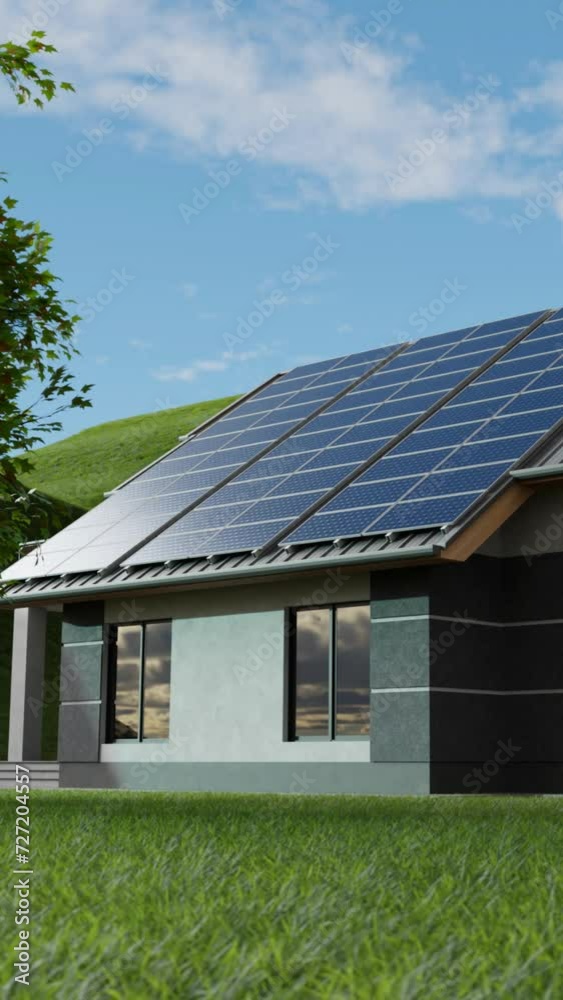 Solar panels on the roof of a modern house. Solar panels on the roof of a modern house.