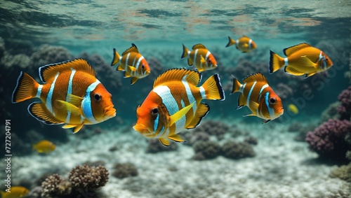 Colorful tropical fish swimming in ocean