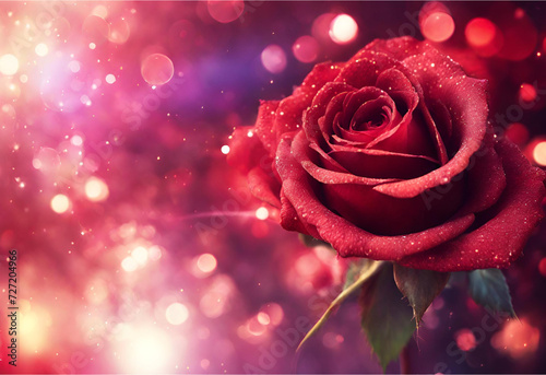 Red rose glittering  bokeh background