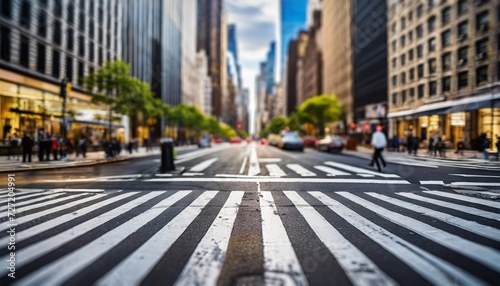 tilt shift view of a crosswalk in a new york city avenue usa