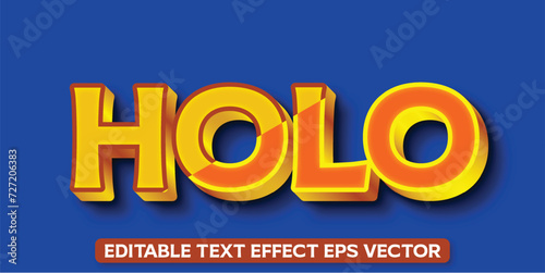 Holo gradient color editable 3d text effect eps vector