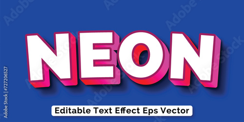 Neon white color editable 3d text effect eps vector