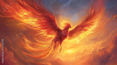 Majestic Phoenix Rising from Flames - greek mythology - mythical