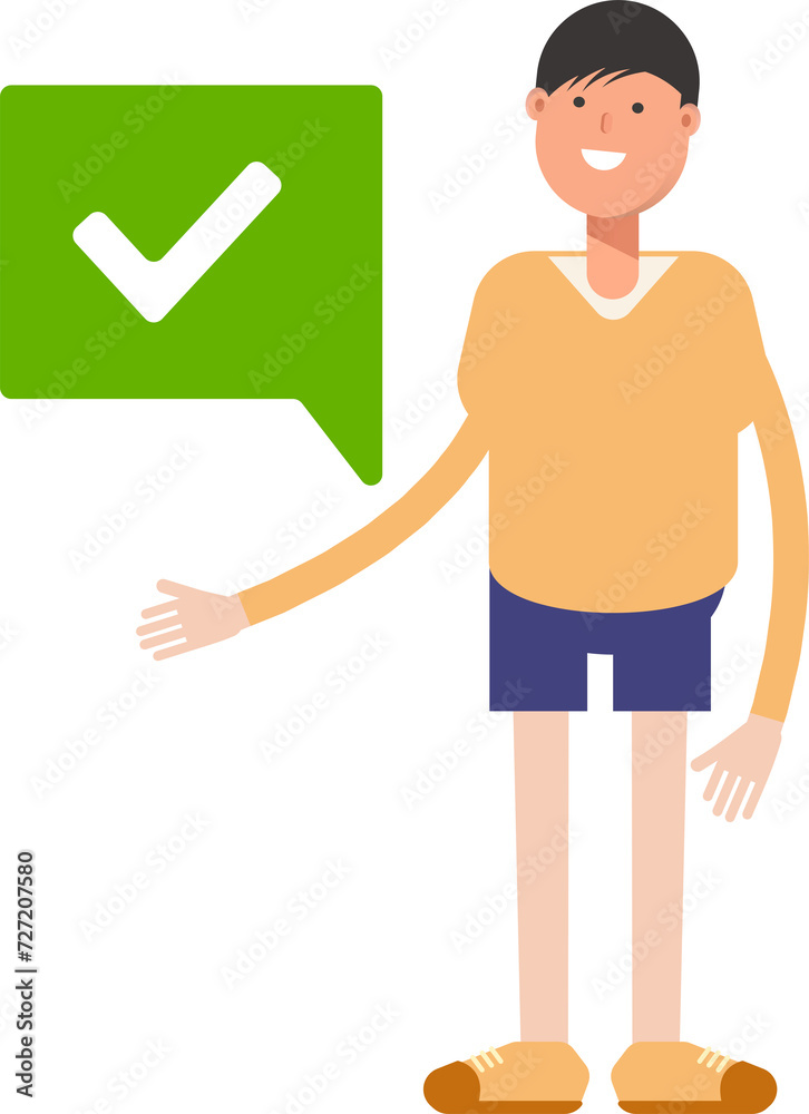 Boy Character and Check Mark
Boy Character and Check Mark