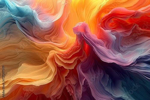 3D Abstract Pattern Wallpaper. Vibrant Color Liquid, Oil Painting, Wavy Texture Background