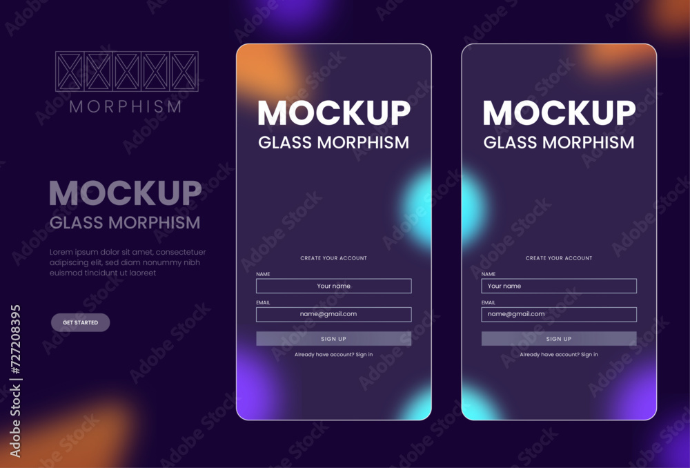 Naklejka premium Vector realistic glass morphism effect background