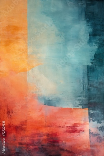 Abstract Colorful grunge texture Background. Orange, red, and blue gradient stained aged wall rust pattern Surface painting canvas Digital art illustration