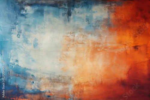 Abstract Colorful grunge texture Background. Orange, red, and blue gradient stained aged wall rust pattern Surface painting canvas Digital art illustration