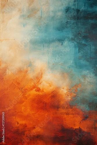 Abstract Colorful grunge texture Background. Orange  red  and blue gradient stained aged wall  rust pattern Surface painting canvas Digital art illustration