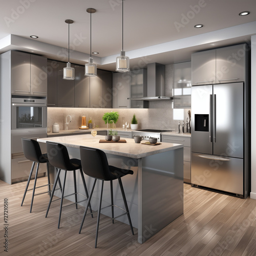 Luxurious Contemporary Kitchen Design with Wood Cabinets, Modern Appliances, and Elegant Decor in a Stylish Home Interior