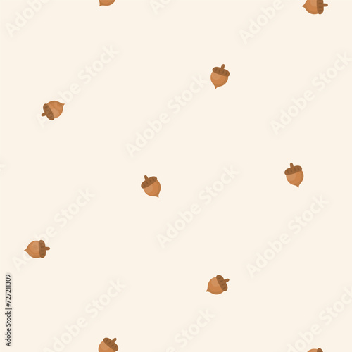 Seamless pattern with cute acorns