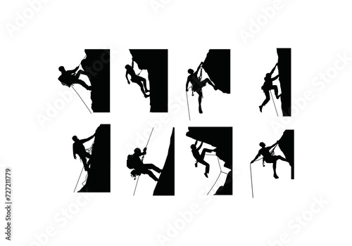 collection of climbers sport rock climbing vector icon logo illustration template white background