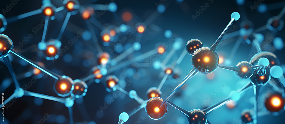 3D illustration Abstract structure for Science or medical background with molecule or atom.AI Generative
 - obrazy, fototapety, plakaty 