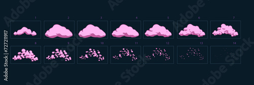 Burst effect animation . Sprite sheet of smoke effect animation for games, cartoon or animation – Vector
