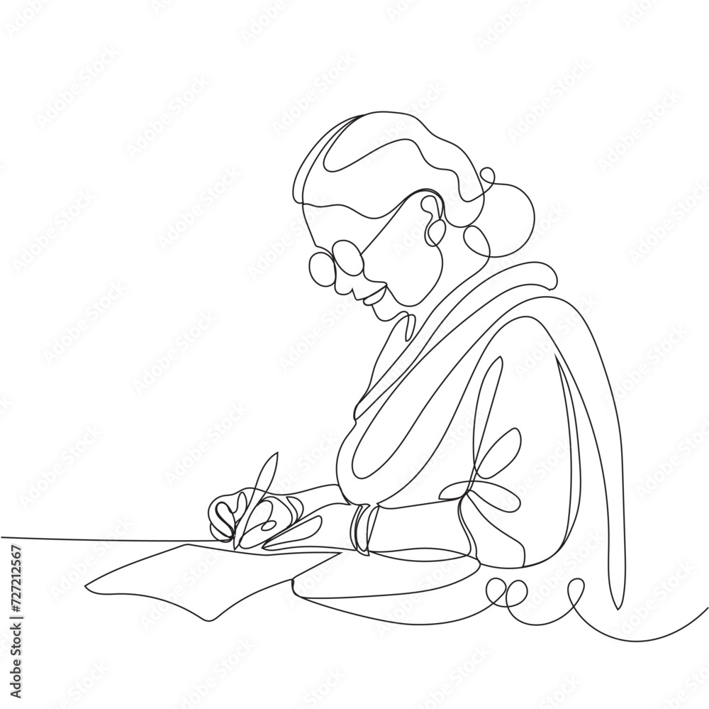 Grandma's One Continuous Line Grandmother's One Line Drawing grandma's One Line Drawing Come to Life grandmother writing