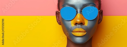 Woman With Blue and Yellow Painted Face