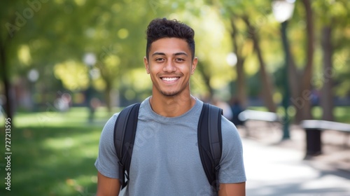 Young hispanic man smiling confident walking at street © Dennis