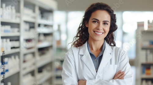 Young italian woman pharmacist smiling confident standing at pharmacy