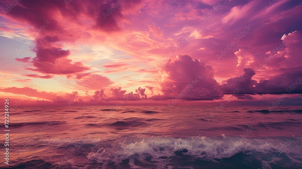 Fototapeta premium Purple sky and beautiful sea