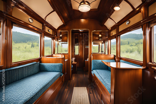 Retro Railway Royalty: Luxury Cabin Experience with Rich Wooden Interiors