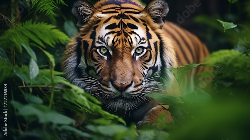 wild tiger in the forest looking at the camera in the forest © TAMA KUN