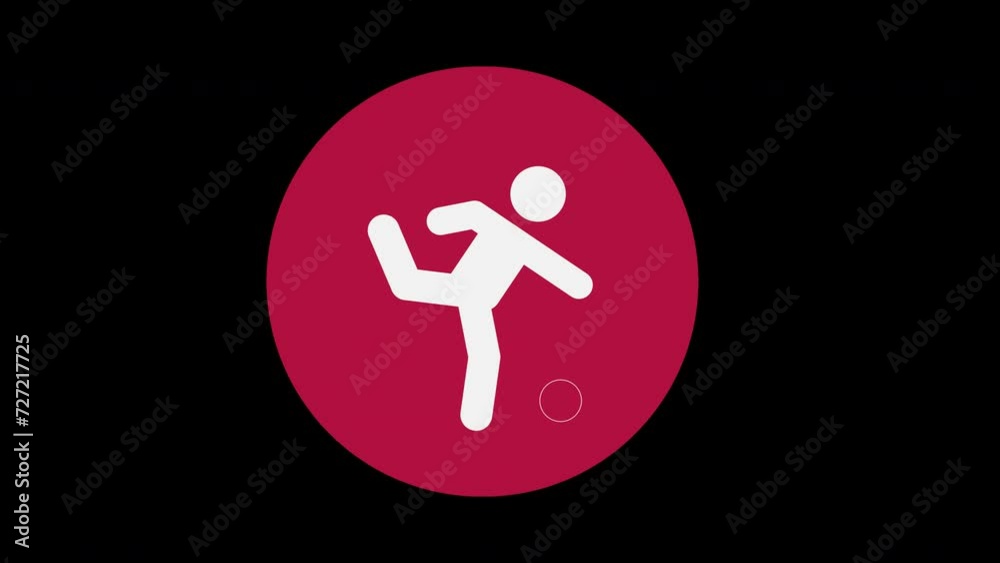 Pictograma de los Juegos Olímpicos de lado izquierdo con el deporte fútbol con alpha en un circulo rojo