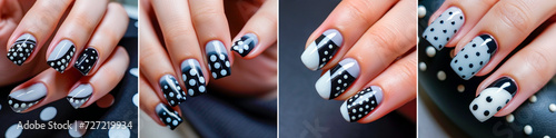 Create a playful and stylish manicure with black and white polka dots. Experiment with dots of different sizes and colors to create a fun and unique look. Get trendy gel nails that last longer photo