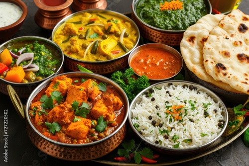 Indian Food Variety Curry Butter Chicken Biryani and More.
