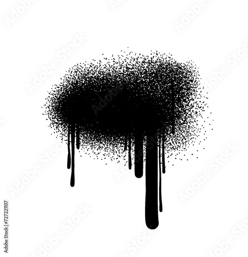 Black color spray paint or graffiti design element on the transpartency background. Creative elements.  