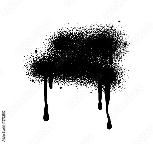 Black color spray paint or graffiti design element on the transpartency background. Creative elements. 