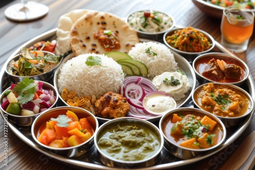 Indian Hindu Veg Thali food platter selective focus
