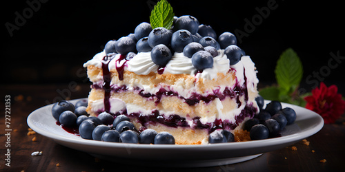 Cottage cheese casserole with sour cream and berries. AI Generated