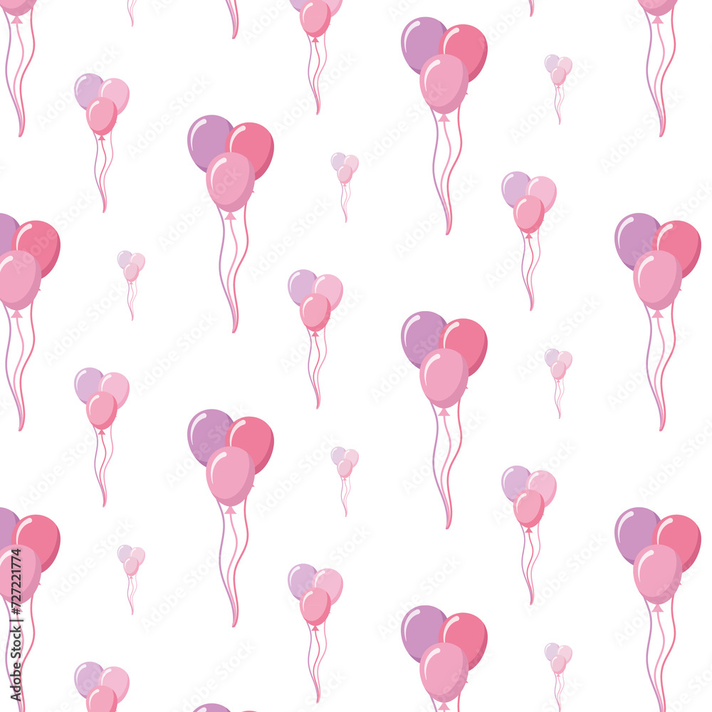 Pink balloons in perspective seamless pattern vector illustration