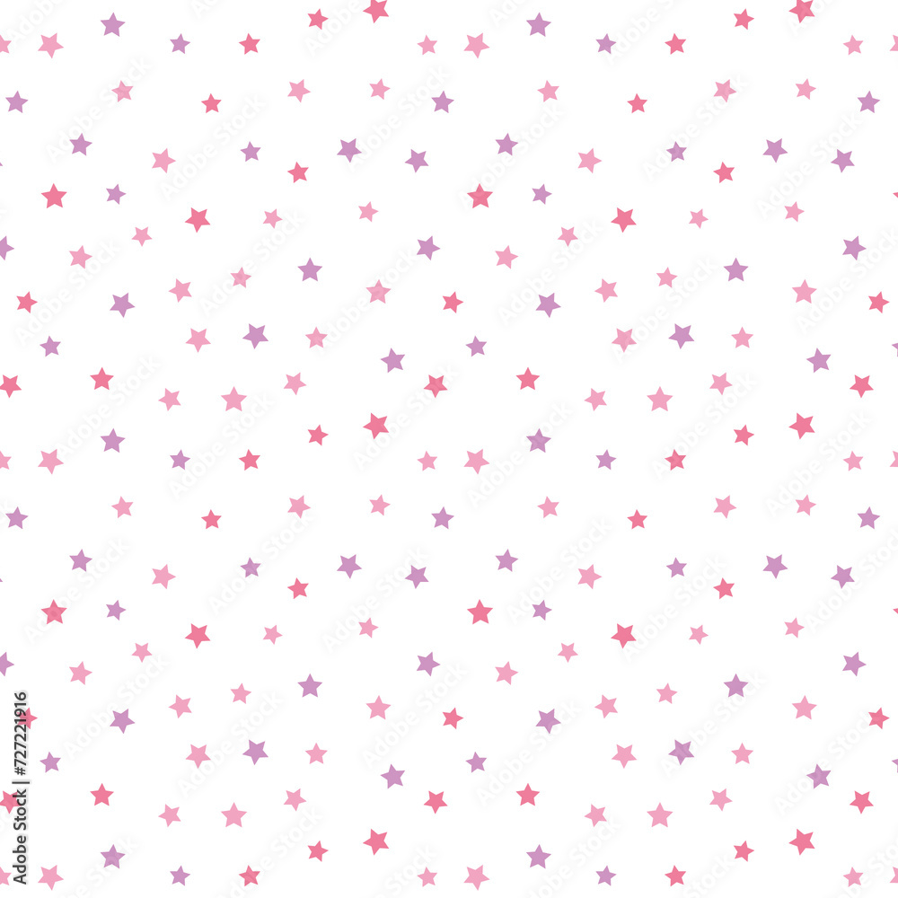 Pink colorful confetti stars spread seamless pattern vector illustration
