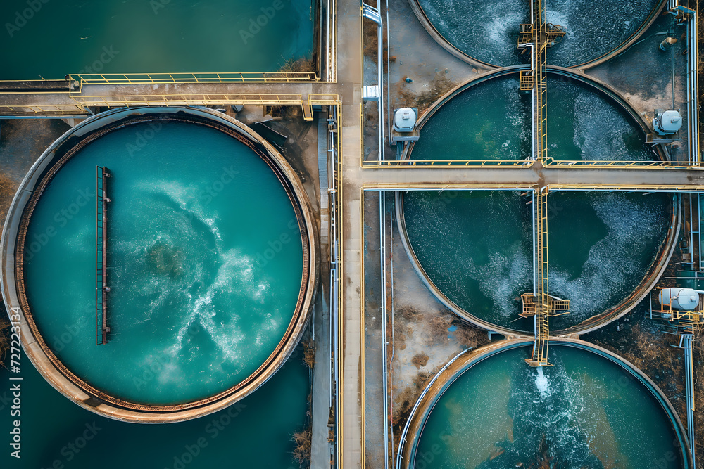 Liquid Artistry: Captivating Aerial View of a Water Treatment Symphony