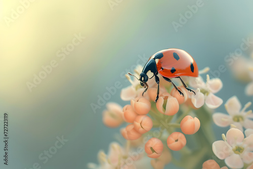 Ethereal Encounter: A Lady Bug Graces a Delicate White Lotus