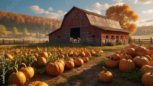 pumpkins in a barn