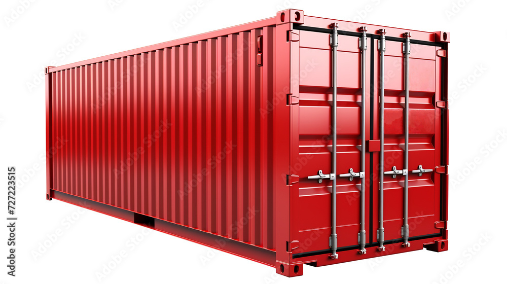 Red shipping container on a white background. Red shipping container on a white background.