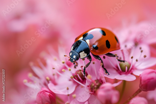 Serenade in Pink: A Lady Bug Finds Solace on a Delicate Flower