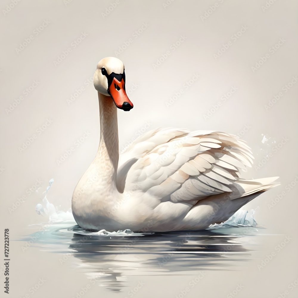 Obraz premium Swan in a colorful watercolor style. Generative AI