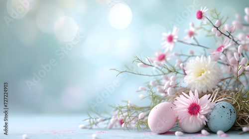 A Bouquet of Flowers and Eggs on a Table