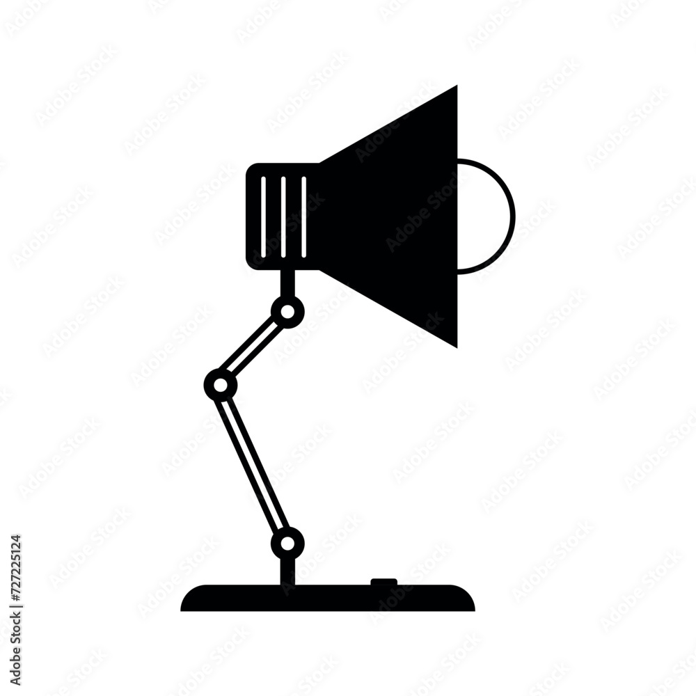 Table lamp icon, lamp silhouette isolated on white background, vector Table lamp icon, lamp silhouette isolated on white background, vector