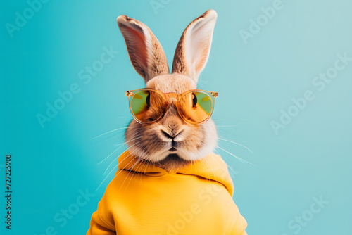 Easter Bunny, Holiday Season, Cool Easter, Easter Bunny against pastel colored background, Bunny with Sunglasses © Markus