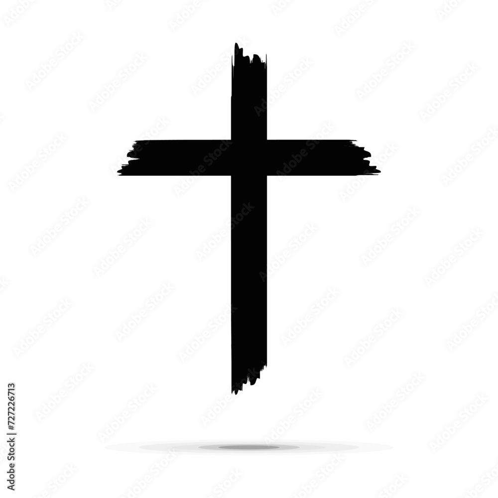 Cross clipart black and white, ash cross for 
Ash Wednesday card, poster, banner, post, lent, wishes with grunge christian cross, church clipart, ashes, religious cross isolated on white background
