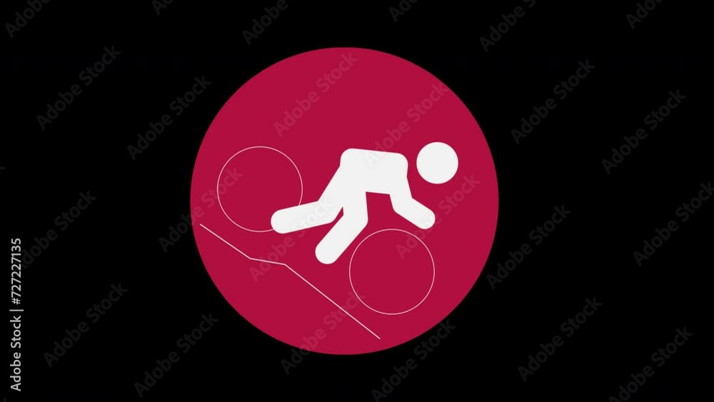 Pictograma de los Juegos Olímpicos de lado izquierdo con el deporte ciclismo en montaña con alpha en un circulo rojo
