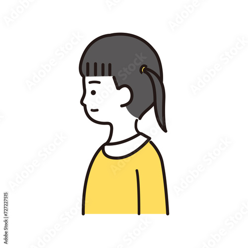 横を向く子供のイラスト