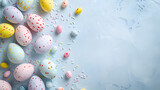 Group of Eggs With Sprinkles on Blue Background